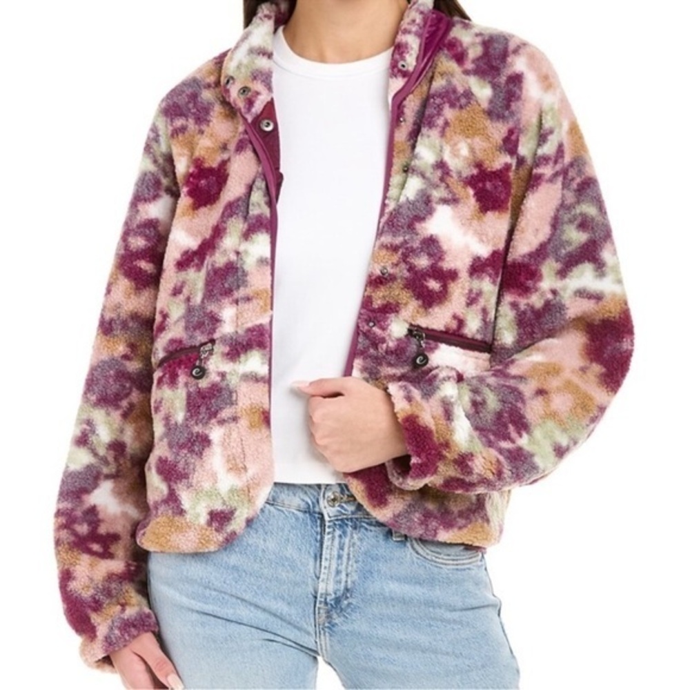 NWT Johnny Was Fleece Jacket Floral Print Size XXL Soft Comfy Boho Teddy Fuzzy